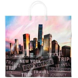 Пакет с пластиковой ручкой ПВД 38х35 (90 мкм) Сити лам. (10/100 шт.) Интерпак