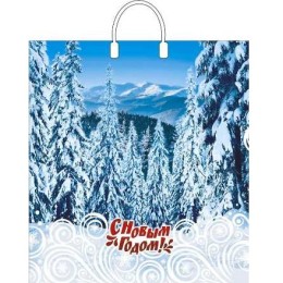 Пакет с пластиковой ручкой ПВД 40х44 (100 мкм) Саяны лам. (10/100 шт.) Интерпак