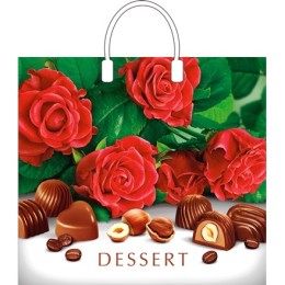 Пакет с пластиковой ручкой ПВД 37х34 (80 мкм) Десерт (10/100 шт.) Интерпак