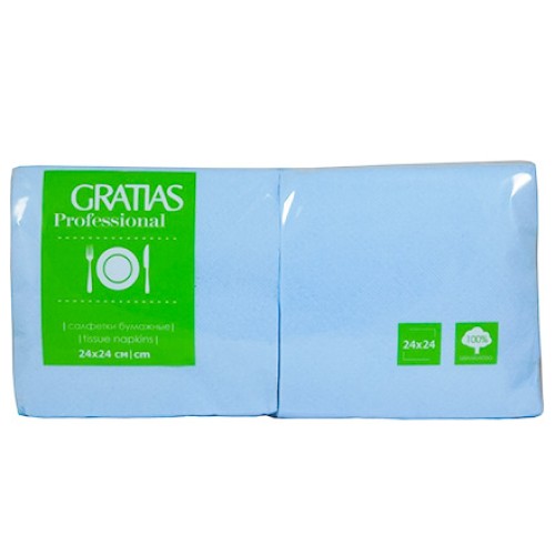 Салфетка 24х24 (2 сл.) 250 голубая (пастельный цвет) Gratias (1/15 шт.) АКЦИЯ в Екатеринбург — Uralhoz.ru