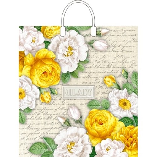 Пакет с пластиковой ручкой ПВД 40х44 (100 мкм) Миледи лам. (10/100 шт.) Интерпак в Екатеринбург — Uralhoz.ru