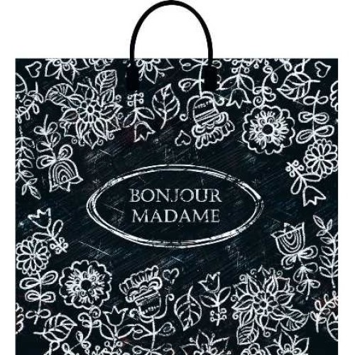 Пакет с пластиковой ручкой ПВД 37х34 (80 мкм) Мадам (10/100 шт.) Интерпак в Екатеринбург — Uralhoz.ru