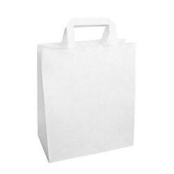 Пакет бумажный с ПЛОСКИМИ ручками 320х200х370 Белый 80 г (200 шт.) 108-098