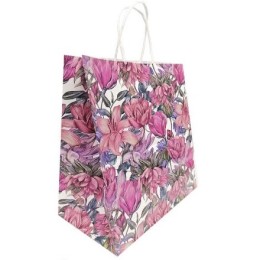 Пакет бумажный с кручеными ручками 220х120х250 100 г с печатью Цветочный узор (25/250 шт.) 115342