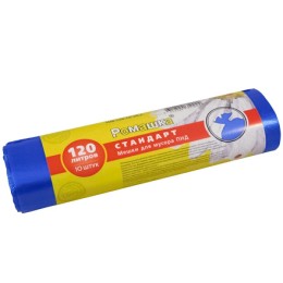 Мешок д/мусора ПНД 120 л (10 шт.) рулон синий СТАНДАРТ Ромашка (1/30 шт.) НМ.120.10.30.С
