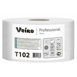 Туалетная бумага для диспенсеров 1 сл. 200 м Белая Veiro Professional Basic (12 шт.) арт.T102