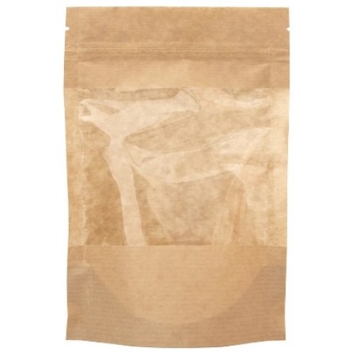 Пакет бумажный Doypack 160х250 (40+40) мм крафт с окошком 90 мм (100/700 шт.) 121-018 в Екатеринбург — Uralhoz.ru