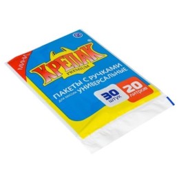 Мешок д/мусора ПНД 20 л (30 шт.) СТОПА с ручками черный КРЕПАК (1/50 шт.)