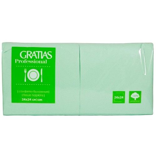 Салфетка 24х24 (1 сл.) 400 зеленая (пастельный цвет) Бигпак Gratias (1/12 шт.) в Екатеринбург — Uralhoz.ru