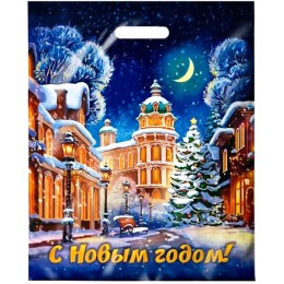 Пакет с прорубной ручкой ПВД 38х47 (60 мкм) Аллея огней лам. (50/500 шт.) Интерпак