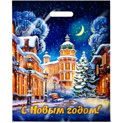 Пакет с прорубной ручкой ПВД 38х47 (60 мкм) Аллея огней лам. (50/500 шт.) Интерпак в Екатеринбург — Uralhoz.ru