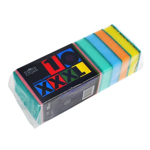 Губка д/посуды XXXL с чистящим слоем (10 шт.) Прайд 110х80х30 (1/20 шт.) в Екатеринбург — Uralhoz.ru