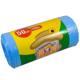 Мешок д/мусора ПНД 120 л (50 шт.) рулон синий ДЕД (1/15 шт.)