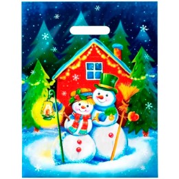 Пакет с прорубной ручкой ПВД 31х40 (60 мкм) Снежная пара лам. (50/500 шт.) Интерпак