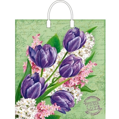 Пакет с пластиковой ручкой ПВД 40х44 (100 мкм) Беатрис лам. (10/100 шт.) Интерпак в Екатеринбург — Uralhoz.ru