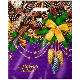 Пакет с прорубной ручкой ПВД 38х47 (60 мкм) Блестящие шишки лам. (50/500 шт.) Интерпак