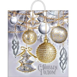 Пакет с пластиковой ручкой ПВД 40х44 (100 мкм) Блики лам. (10/100 шт.) Интерпак