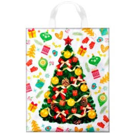 Пакет с петлевой ручкой ПВД 28х35 (55 мкм) День подарков (25/500 шт.) Интерпак