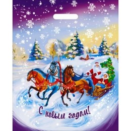 Пакет с прорубной ручкой ПВД 38х47 (60 мкм) Волшебная повозка лам. (50/500 шт.) Интерпак