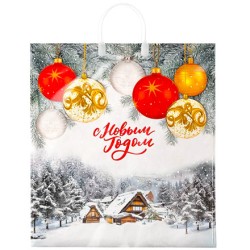 Пакет с пластиковой ручкой ПВД 40х44 (100 мкм) Белая опушка лам. (10/100 шт.) Интерпак