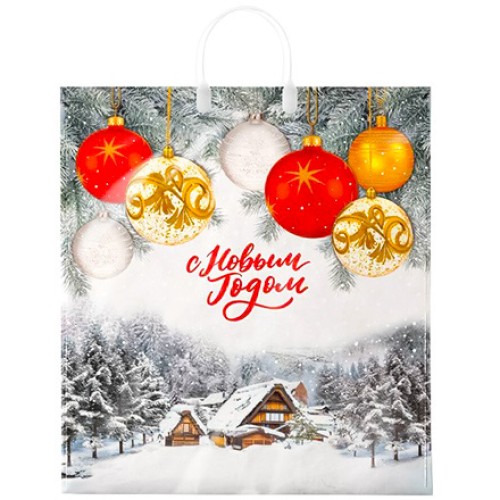 Пакет с пластиковой ручкой ПВД 40х44 (100 мкм) Белая опушка лам. (10/100 шт.) Интерпак в Екатеринбург — Uralhoz.ru