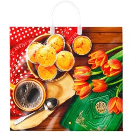 Пакет с пластиковой ручкой ПВД 38х35 (90 мкм) Маффины лам. (10/100 шт.) Интерпак