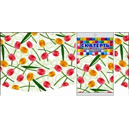 Скатерть ПВД 120х180 (35 мкм) Солнечные тюльпаны (1/50 шт.) Интерпак