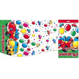 Скатерть ПВД 120х220 (35 мкм) Машинки (1/50 шт.) Интерпак