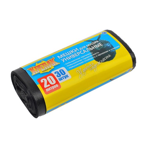 Мешок д/мусора ПНД 20 л (30 шт.) рулон черный КРЕПАК (1/50 шт.) в Екатеринбург — Uralhoz.ru