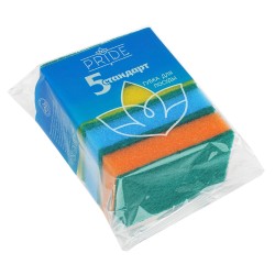 Губка д/посуды Стандарт с чистящим слоем (5 шт.) Прайд 90х60х25 (1/30 шт.)