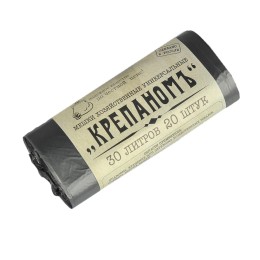 Мешок д/мусора ПНД 30 л (20 шт.) рулон черный КРЕПАНОМЪ (1/50 шт.)