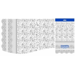 Скатерть ПВД 120х180 (35 мкм) Кружево прозрач. (1/50 шт.) Интерпак