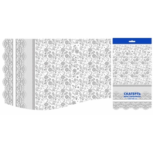 Скатерть ПВД 120х180 (35 мкм) Кружево прозрач. (1/50 шт.) Интерпак в Екатеринбург — Uralhoz.ru