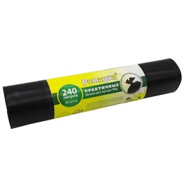 Мешок д/мусора ПВД 240 л (10 шт.) рулон Ромашка ПРАКТИЧНЫЕ (1/12 шт.) ВР-0071Н