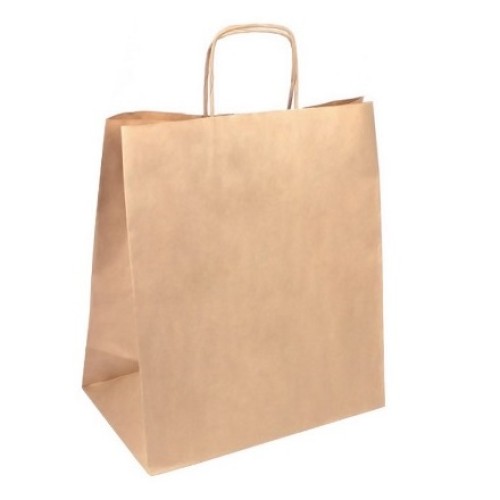 Пакет бумажный с кручеными ручками 320х200х370 крафт 70 г (200 шт.) 108-084 в Екатеринбург — Uralhoz.ru