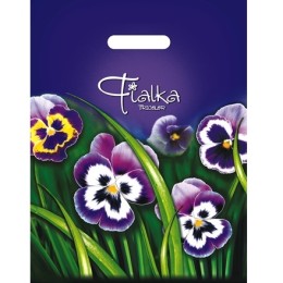 Пакет с прорубной ручкой ПВД 31х40 (60 мкм) Фиалка лам. (50/500 шт.) Интерпак