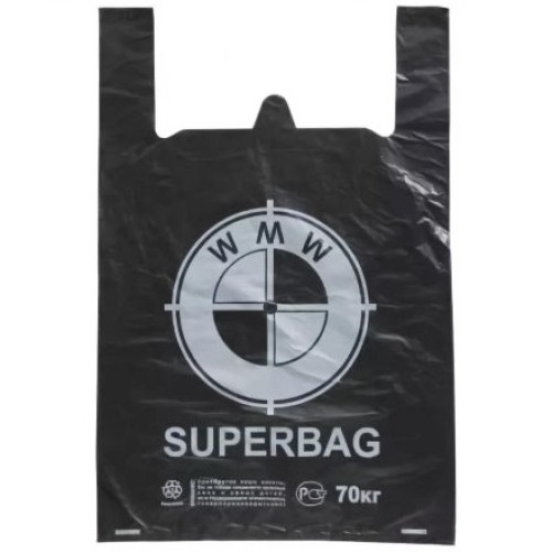 Пакет-майка ПНД 40+20х63 (20 мкм) WMW черный Солпласт (100/1000 шт.) в Екатеринбург — Uralhoz.ru