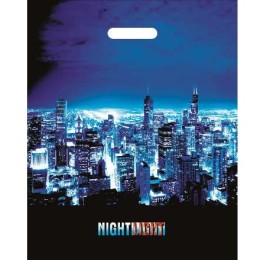 Пакет с прорубной ручкой ПВД 38х47 (60 мкм) Ночные огни лам. (50/500 шт.) Интерпак