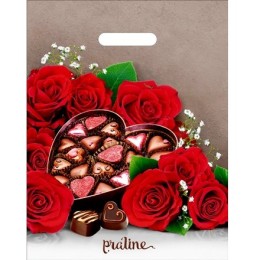 Пакет с прорубной ручкой ПВД 31х40 (60 мкм) Пралине лам. (50/500 шт.) Интерпак