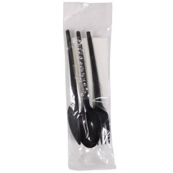 Набор 5/1 Эконом ЧЕРНЫЙ вилка/ложка/нож/зубочистка/салфетка (1/300 шт.) Н51-027