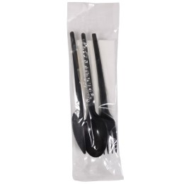 Набор 5/1 Эконом ЧЕРНЫЙ вилка/ложка/нож/зубочистка/салфетка (1/300 шт.) Н51-027