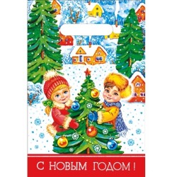 Пакет с прорубной ручкой ПВД 20х30 (30 мкм) Зимние забавы (100/2000 шт.) Интерпак