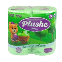 Туалетная бумага 2 сл. 4 шт. Plushe Classic Зеленое яблоко (1/12 шт.)