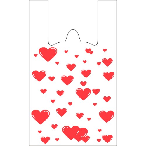 Пакет-майка ПНД 28+13х50 (12 мкм) Сердечки (100/2500 шт.) в Екатеринбург — Uralhoz.ru