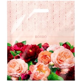 Пакет с прорубной ручкой ПВД 40х47 (45 мкм) Бордо (50/500 шт.) Интерпак