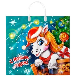 Пакет с пластиковой ручкой ПВД 37х34 (80 мкм) Ерёма (10/100 шт.) Интерпак СИМВОЛ ГОДА