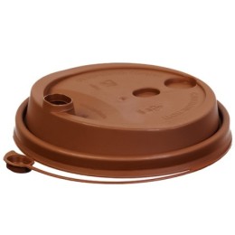 Крышка для стакана (d-90 мм) с питейником коричневый МАТОВАЯ ВЗЛП (50/1000 шт) 3001М/Кор