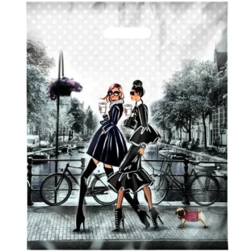 Пакет с прорубной ручкой ПВД 38х47 (60 мкм) Подружки лам. (50/500 шт.) Интерпак в Екатеринбург — Uralhoz.ru