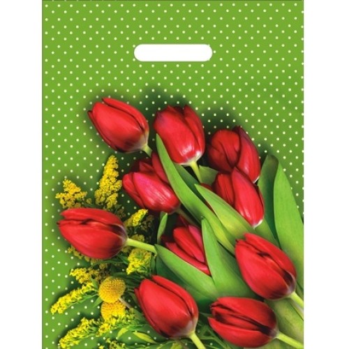 Пакет с прорубной ручкой ПВД 30х40 (35 мкм) Мимоза (50/1000 шт.) Интерпак в Екатеринбург — Uralhoz.ru