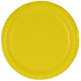 Тарелка картонная d-230 ламинированная с бортом Yellow (50/500 шт.) ИнтроПластик